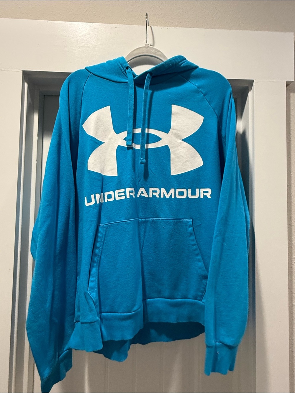 Under Armour Teal Pullover Hoodie with White Logo